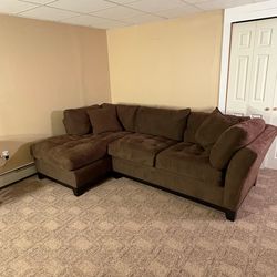 Small brown sectional couch