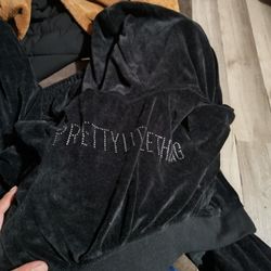 Pretty Littlething Black Tracksuit Velour Size M