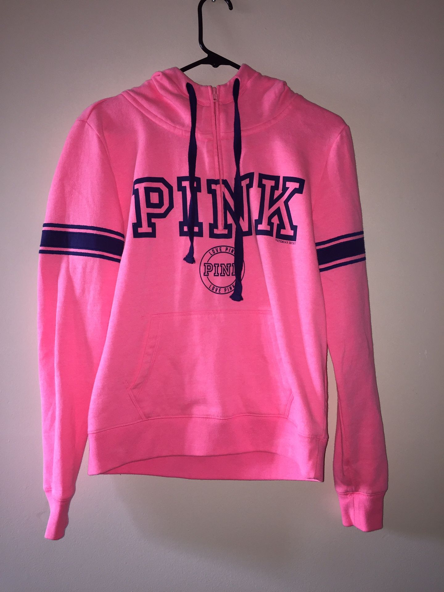 Pink Victoria Secret Hoodie Jacket 1/4 Zipper Small