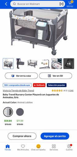 Baby Trend Nursery Center Playard con Juguetes de Animales, Gris