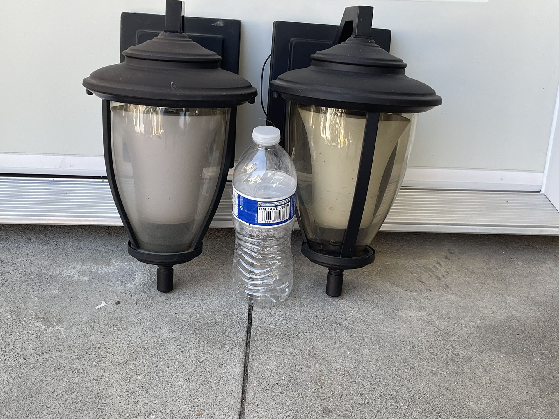 2 Black Out Door Lamps 1 White