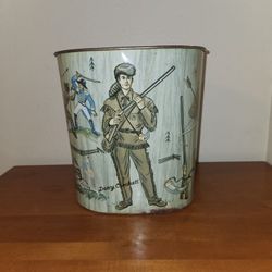 Davey Crockett 1956 Metal Trash Can Vintage