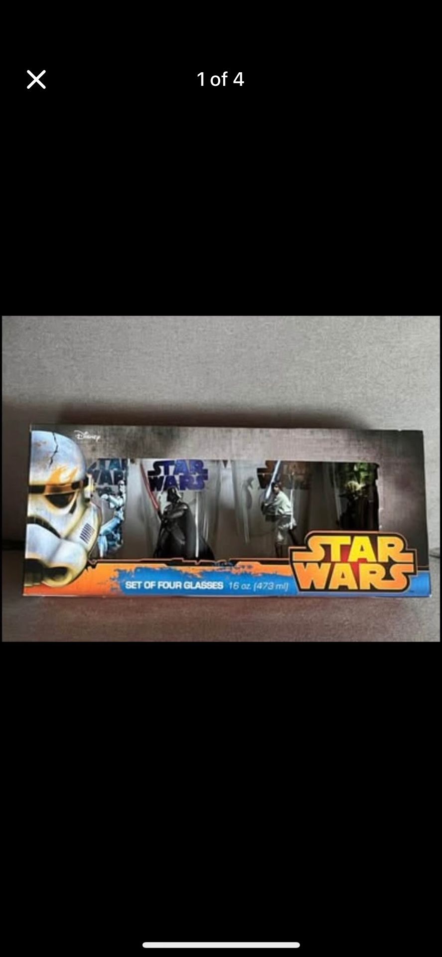 Glass Set - Set of 4 Star Wars glass tumbler/drinking glasses , 16 oz.