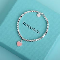 Tiffany Co Pink Love Heart Bracelet 
