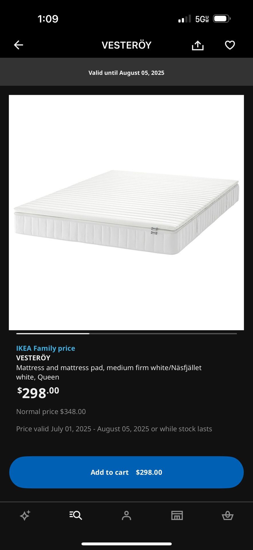 Queen bed! frame (metal),  mattress and top cover. $250