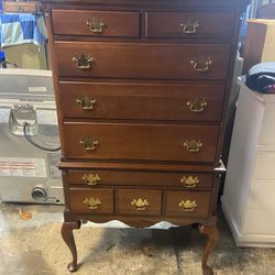 6 Drawer Queen Anne High Boy Dresser