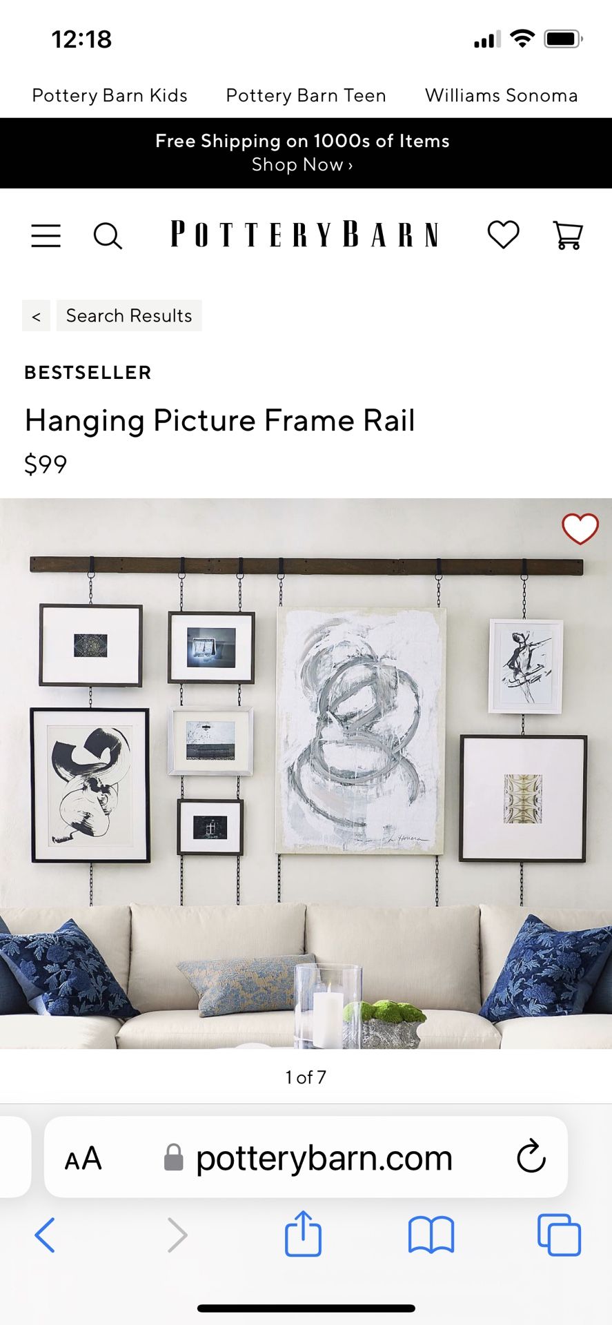 Pottery Barn Hanging Picture Rail - Set Of 2