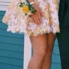 Le Femme Yellow And White Lace Prom Dress
