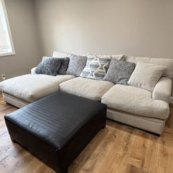 2 Piece Sofa w/ Chaise & Cocktail Ottoman (Raymour & Flanigan)