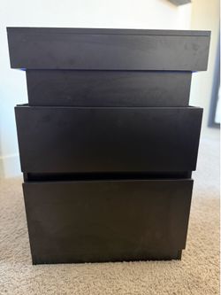 Modern Black LED Nightstand with USB Charging Station & Power Outlets