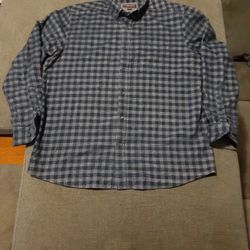 Johnston & Murphy Since 1850 Shirt Men's Large Blue Plaid Button Up Long Sleeve