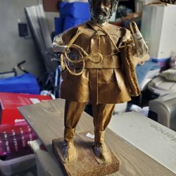 Vintage Paper Machae Fisherman Or Cowboy With Rope From Mexico One Hand Missing As Is 