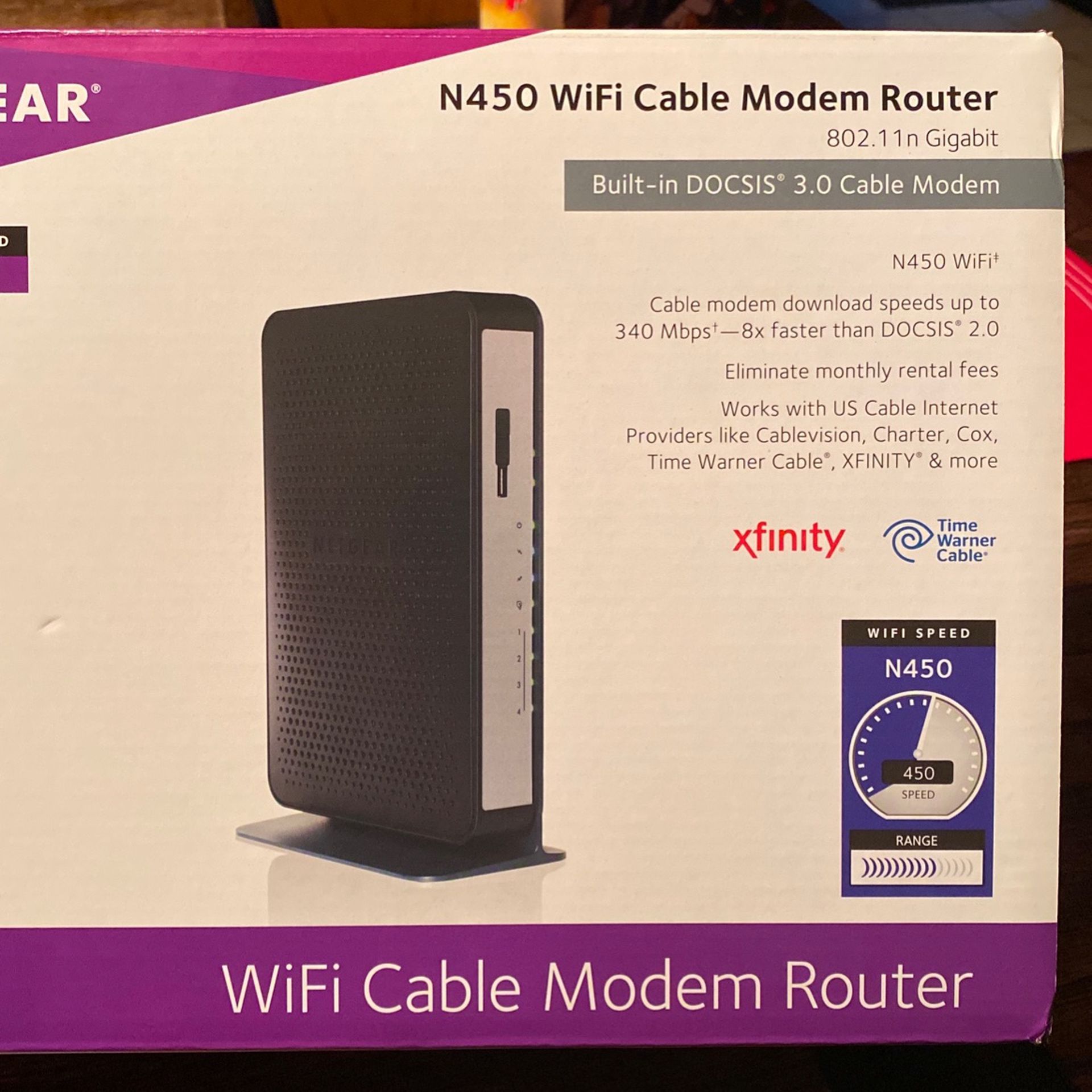 Netgear N450 Wifi Cable Modem Router