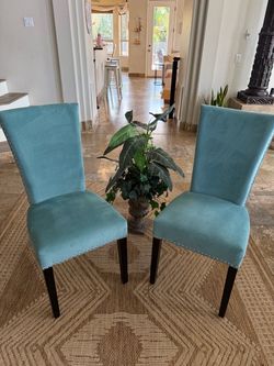 Teal Velvet Parsons Dining Chairs – Set of 2