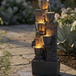 Tall Floor-Standing Outdoor Fountains with Tulip Design