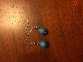 Teal drop earrings