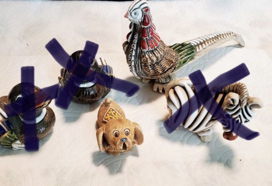 Artesania Rhinconada Animal Figures From Uruguay, Pheasant & Dashound