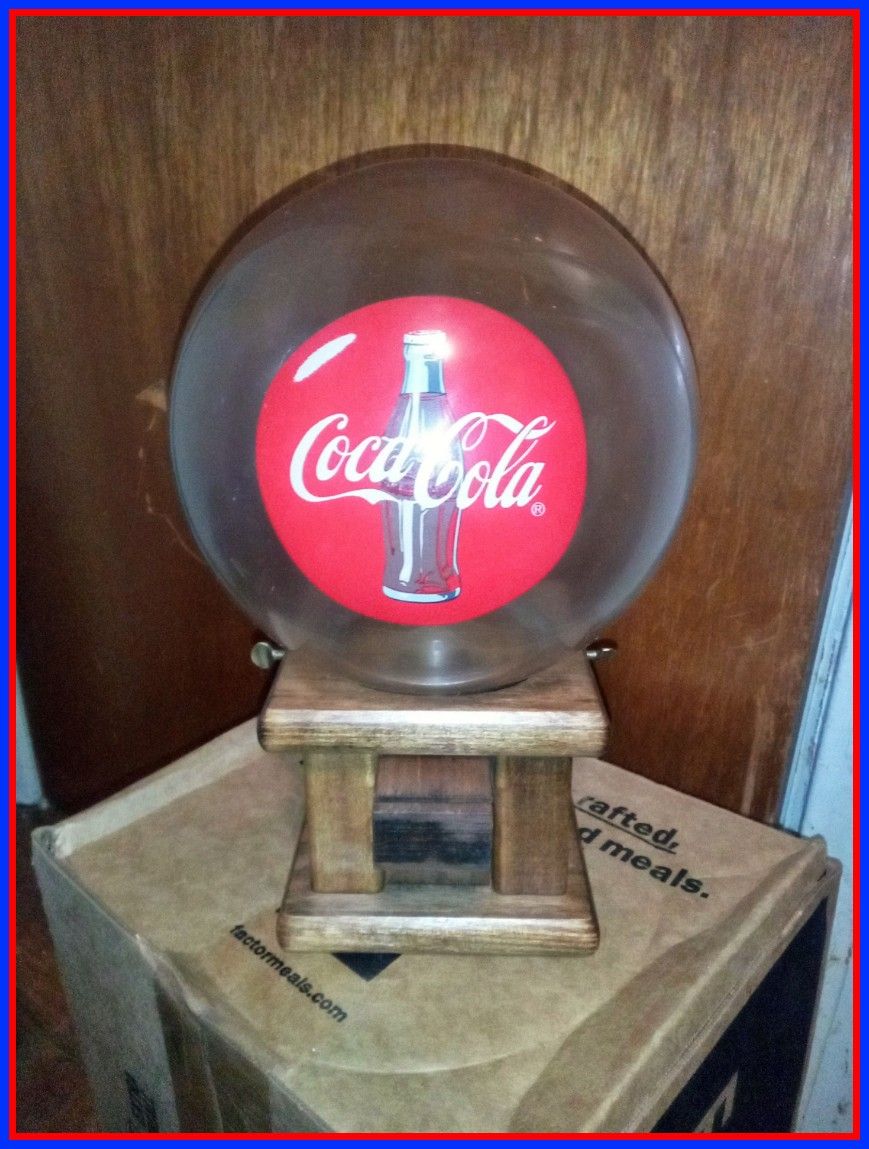 Vintage Coca-Cola Glass Globe Gumball Dispenser Wooden Machine