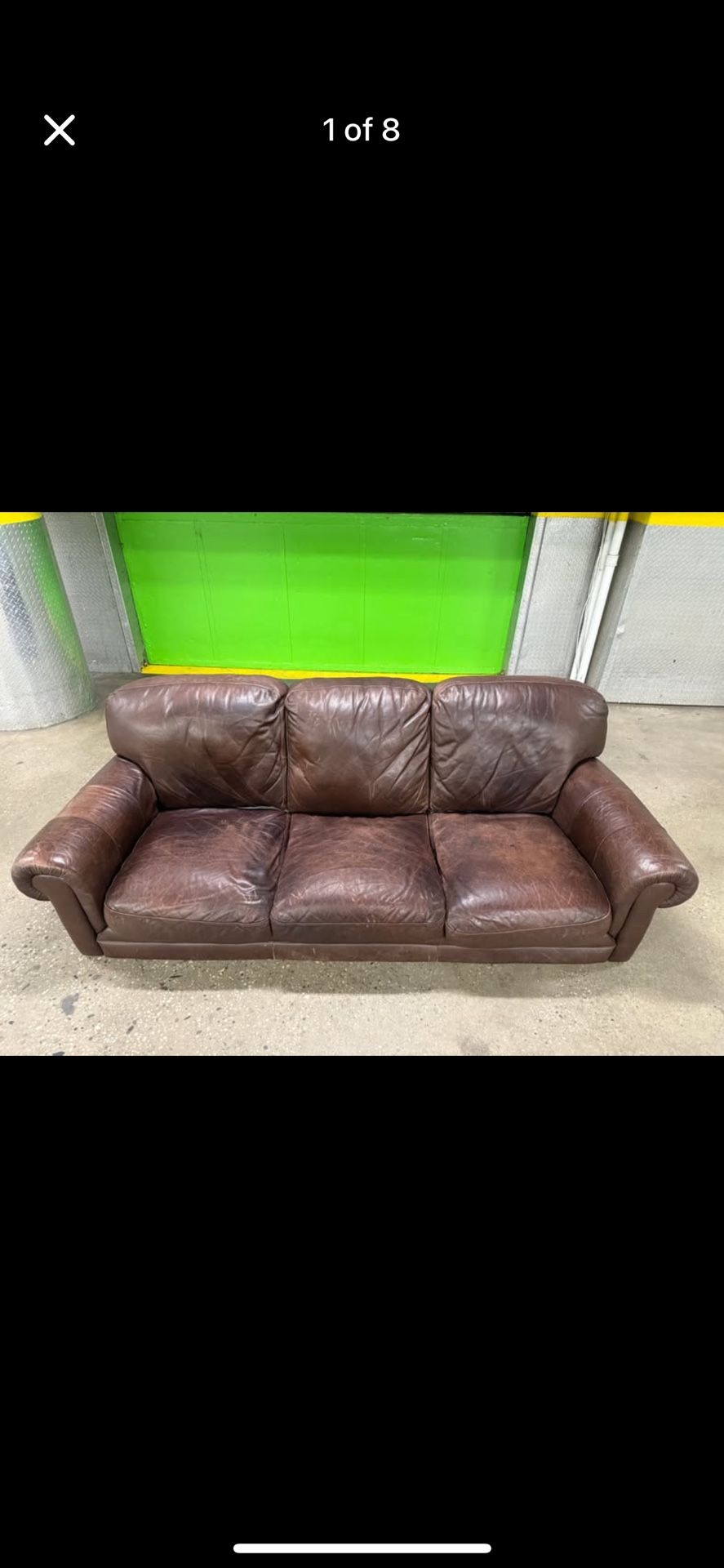 Distressed Brown Leather Sofa - 3 Seater (Natuzzi Style) - FREE DELIVERY