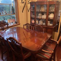 Dinning Table And 6 Chairs And Hutch - Drexel Heritage 1958 Mahogany - 2 Leaves - Mid-Century Modern 