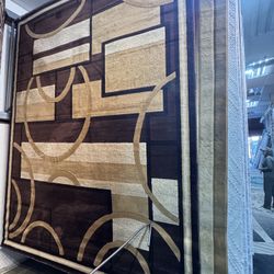 8x10 Geometric Area Rug Beige Brown Modern Design
