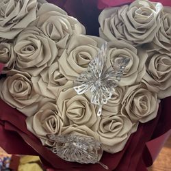 Heart Shaped Flowers Made With Ribbon 