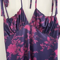 Purple Floral Maxi Length Dress