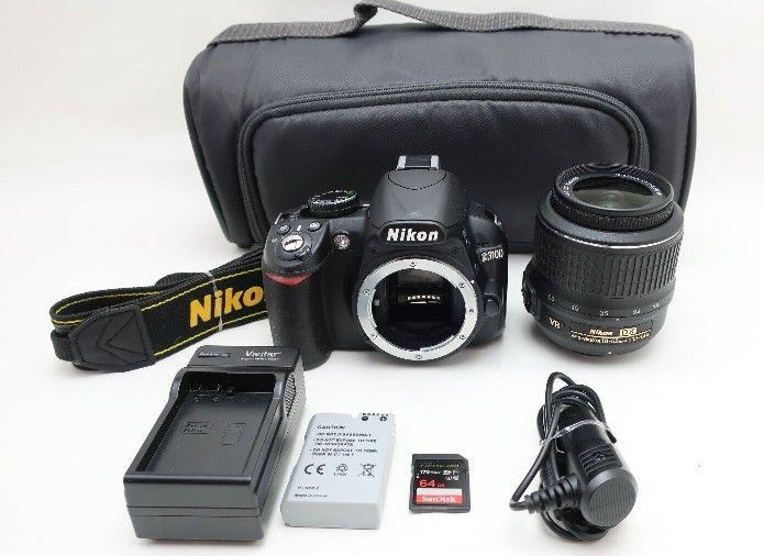 Nikon D3100 14.2MP DSLR Camera AF-S Nikkor DX VR 18-55mm f/3.5-5.6G Lens 64gb SD