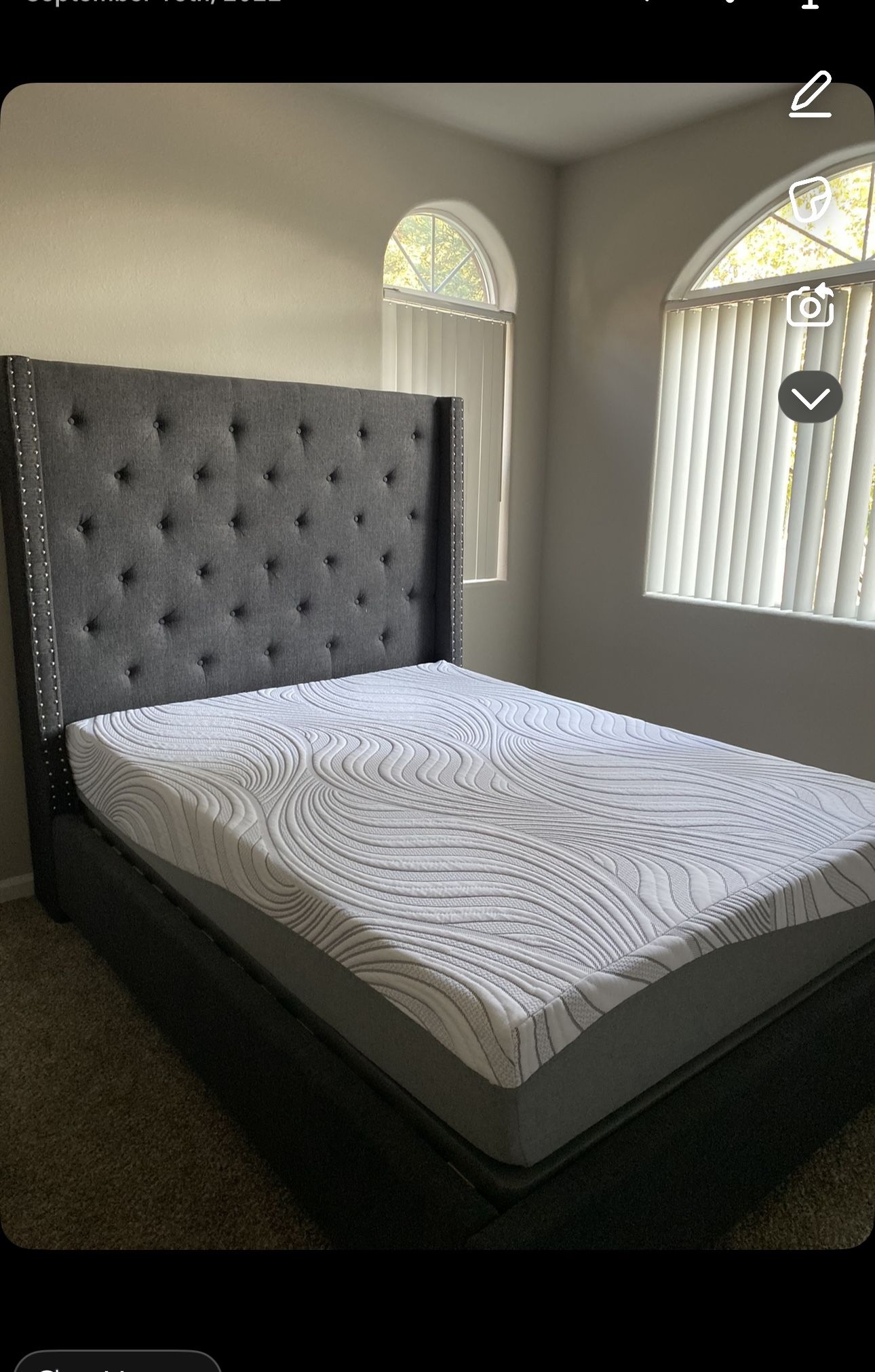Queen Size Bed, Headboard & Frame