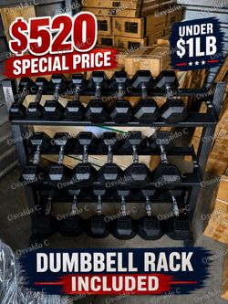 NEW DUMBBELLS SET 5-50 WITH RACK