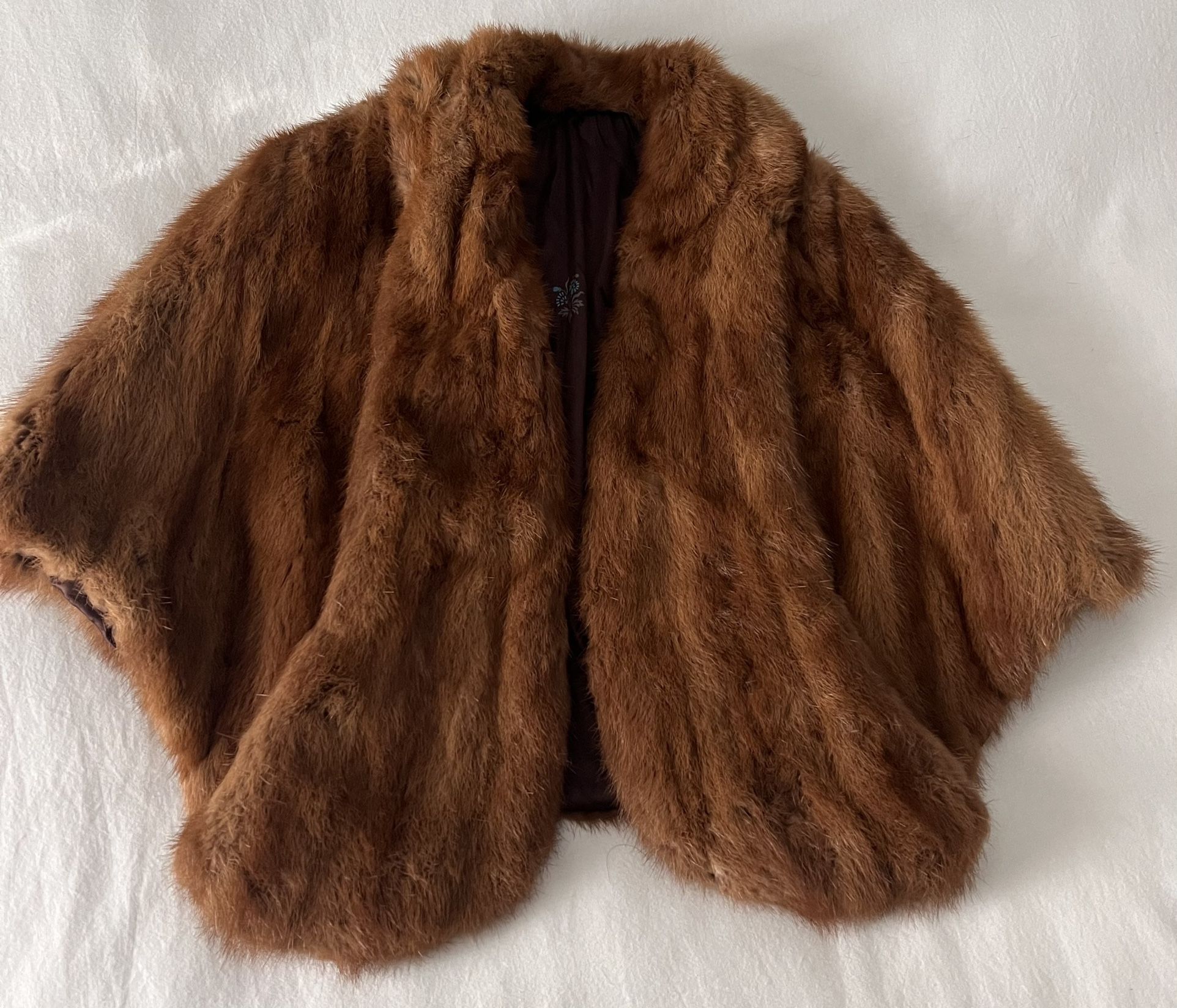 Vintage Fur Shawl With Pockets