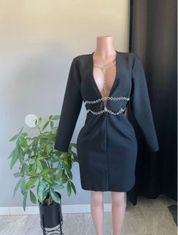 Fashion Nova Black mini dress with chain detail from