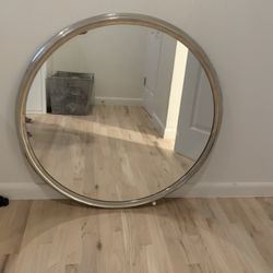 34 Inch Silver Round Mirror