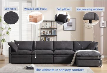 [ PACKAGING NEW UPGRADE] [VIDEO PROVIDED]Modern U-shaped Sectional Sofa ,5-seat Sofa ,Sleeper Sofa Couch with Chaise Lounge for Living Room,Apartment,