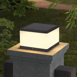 9.84” Solar Post Light Dusk to Dawn, Pillar / Column Cap Light 3000K LED - Retail $140