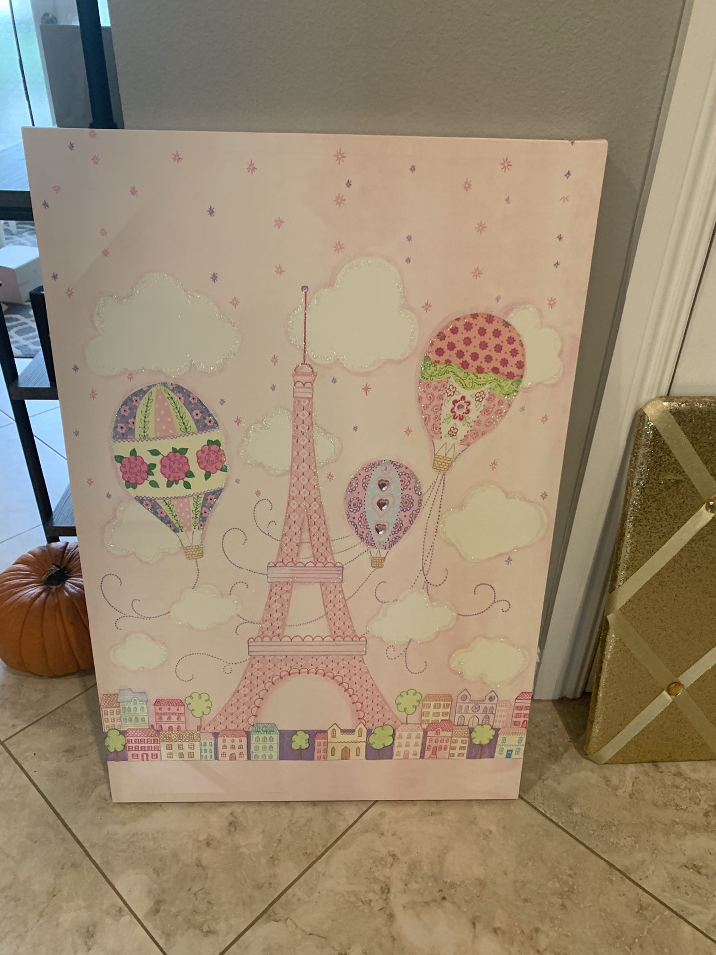 Paris canvas painting And Sparkling Bulletin Board