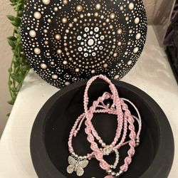 Hand Made Jewelry Box And Three Bracelets 