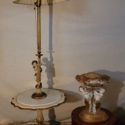 1 Marble Top Victorian 1920's Lamp With Victorian Decorative Planter
