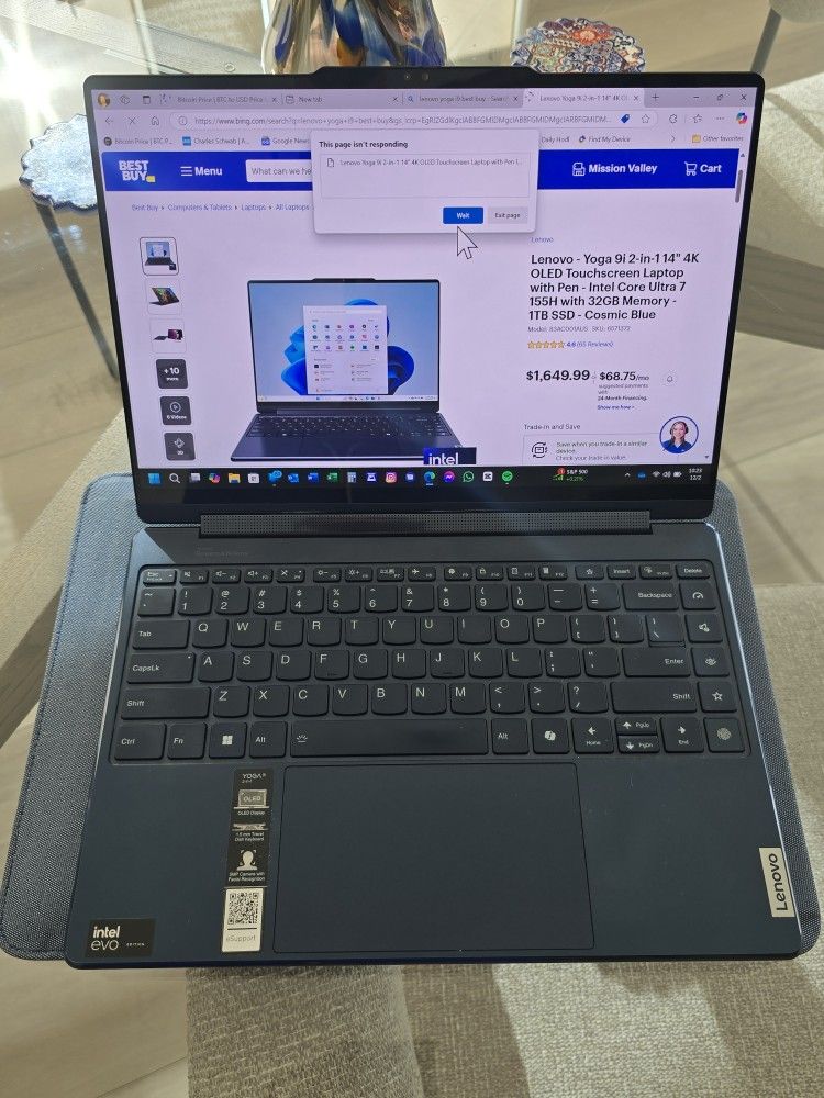 Lenovo Yoga 9i (2024) 4K OLED Touchscreen Convertible Laptop/Tablet With Pen And Case 32gb Memory 1TB SSD