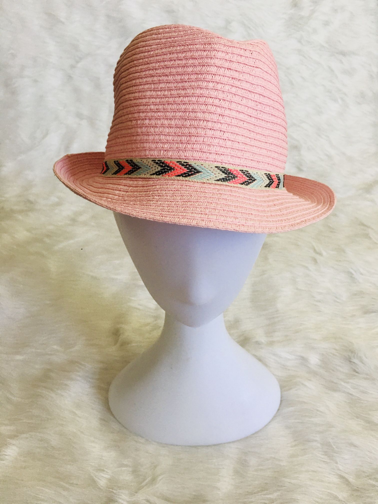 Girls Woven Paper Fedora