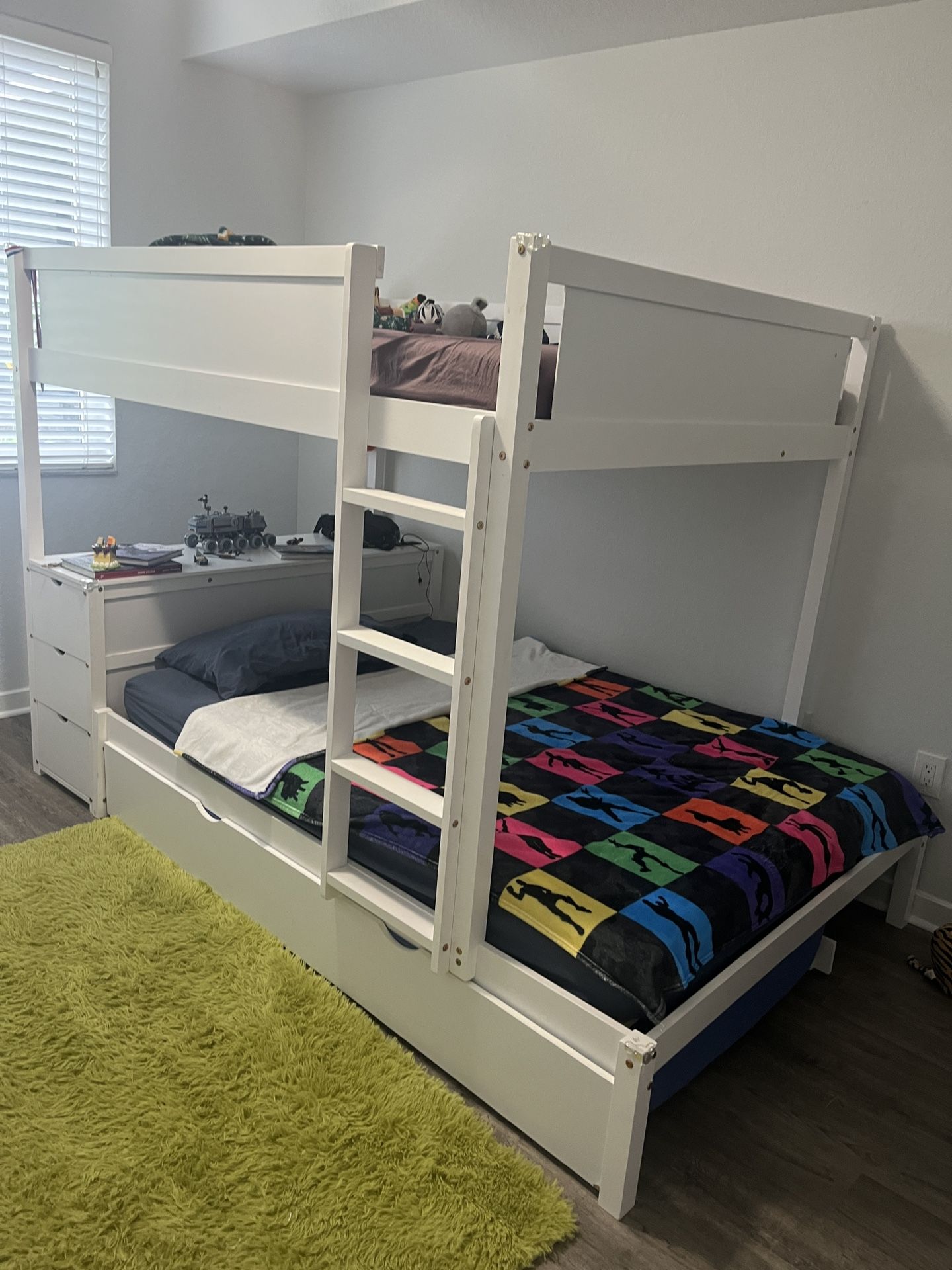 Full Over Full Bunkbed With Trundle And Desk