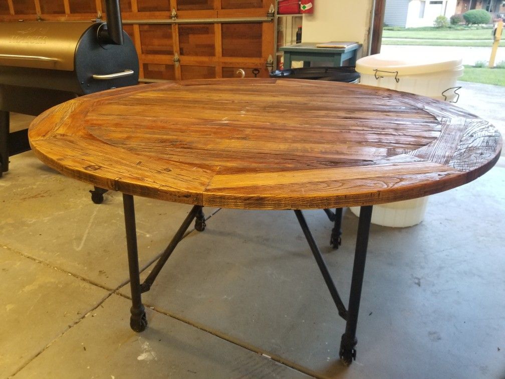 Round rustic dining table