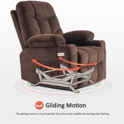 Brown Rocker Recliner Glider Chair Manual Recliner Faux Leather Brown 8002