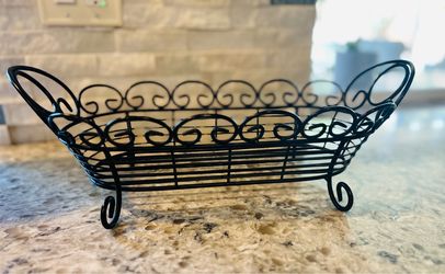 Black Scrollwork Wire Basket with Feet