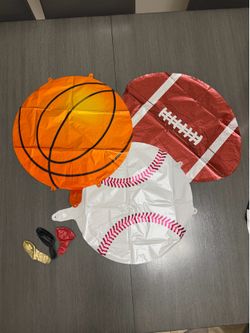 Sports themed birthday balloons