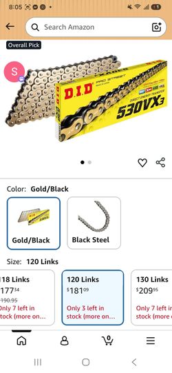 D.I.D. 530VX3 Gold X-Ring quad chain