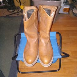 BRAZOS(brown leather lace less work boots)