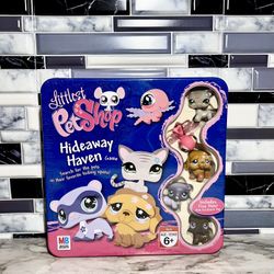 2008 Littlest Pet Shop Hideaway Haven Board Game Metal Box MB