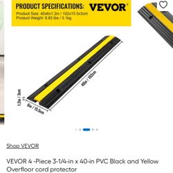 VEVOR 4 -Piece 3-1/4-in × 40-in PVC Black and Yellow Overfloor cord protector