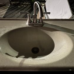 Bathroom Cabinet Sink And Used Faucet 